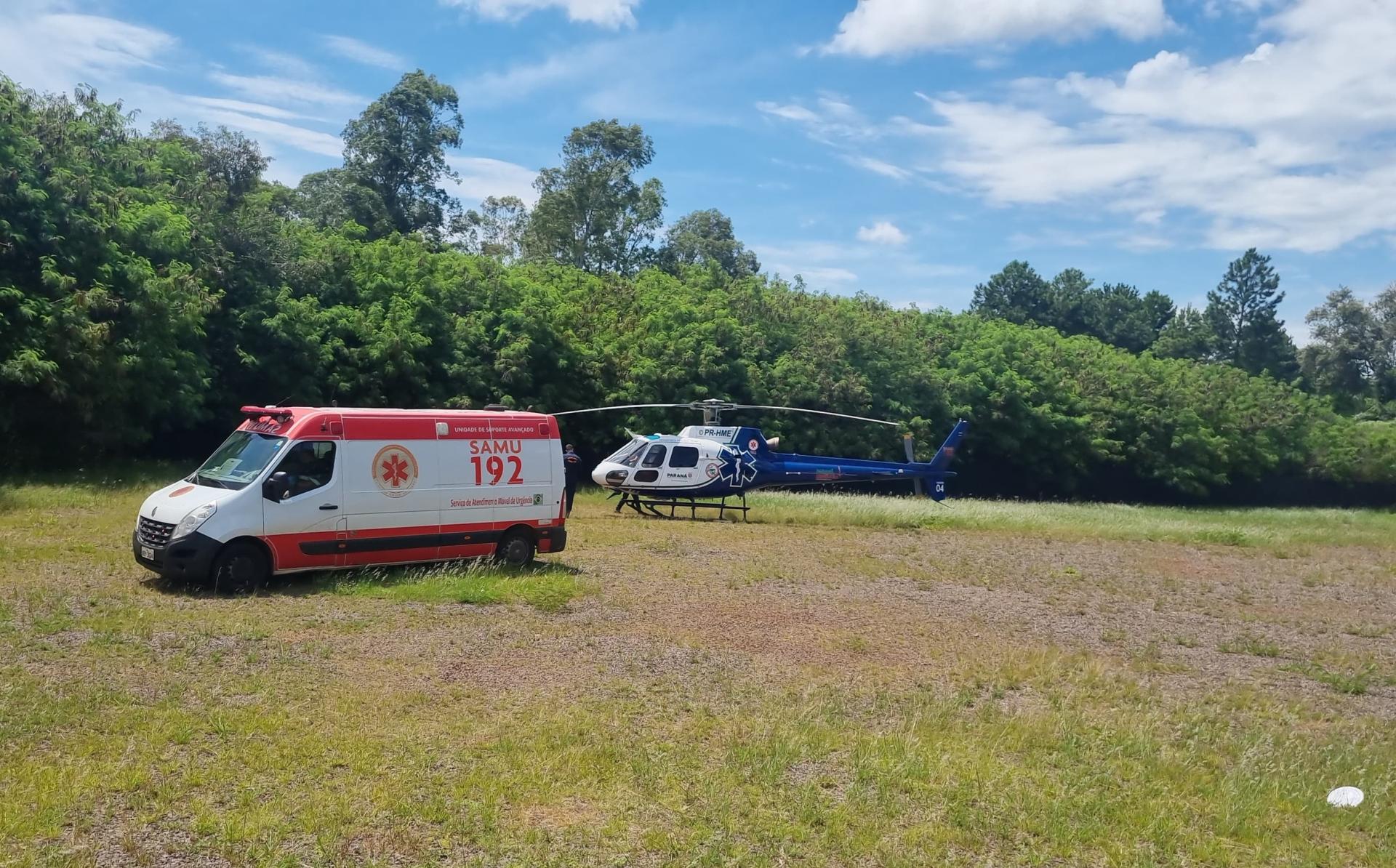 Mulher sofre princípio de AVC em Terra Roxa e é transferida de helicóptero para Cascavel